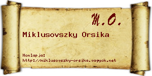 Miklusovszky Orsika névjegykártya